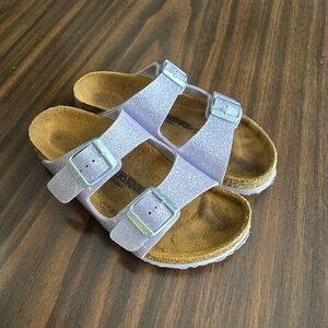 Little Girl's Birkenstocks Purple Glitter Size 31
